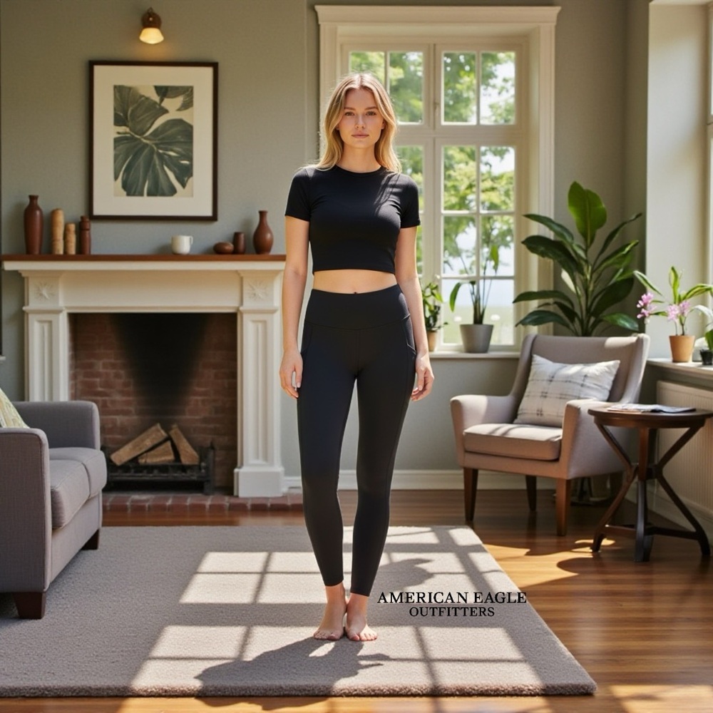 American Eagle Outfitters, Everything Pocket Legging, Size M Regular, Black